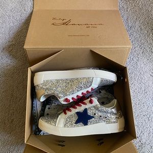 NWT vintage havana limitless silver glitter red and blue sneakers size 6.5